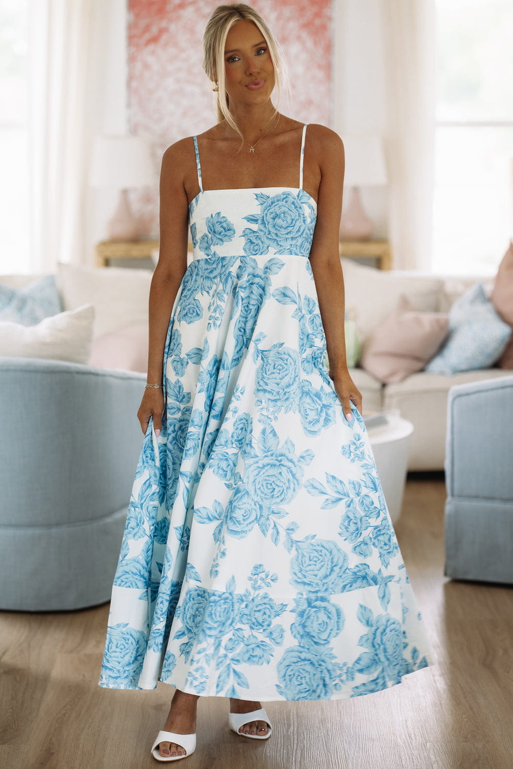Peony Perfection Maxi Dress - Blue – Hazel & Olive