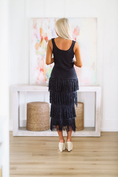 Drinks On Me Midi Dress Black