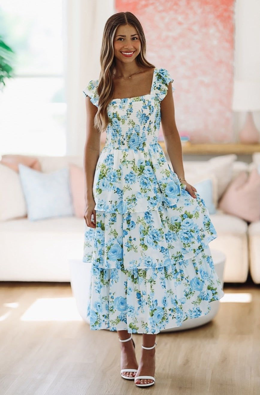 HAZEL & OLIVE In Love With This Midi Dress - Blue