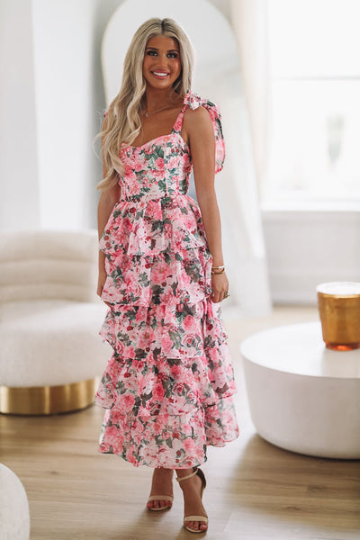 Love in Your Eyes Midi Dress - Pink
