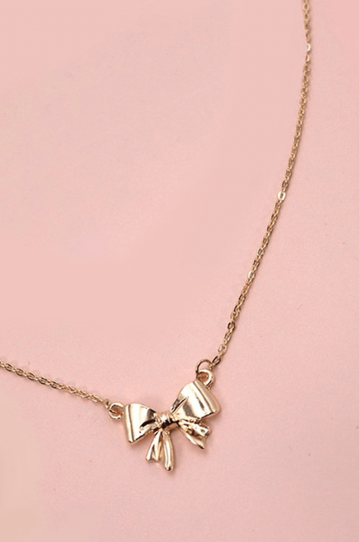 HAZEL & OLIVE Mini Bow Necklace - Gold