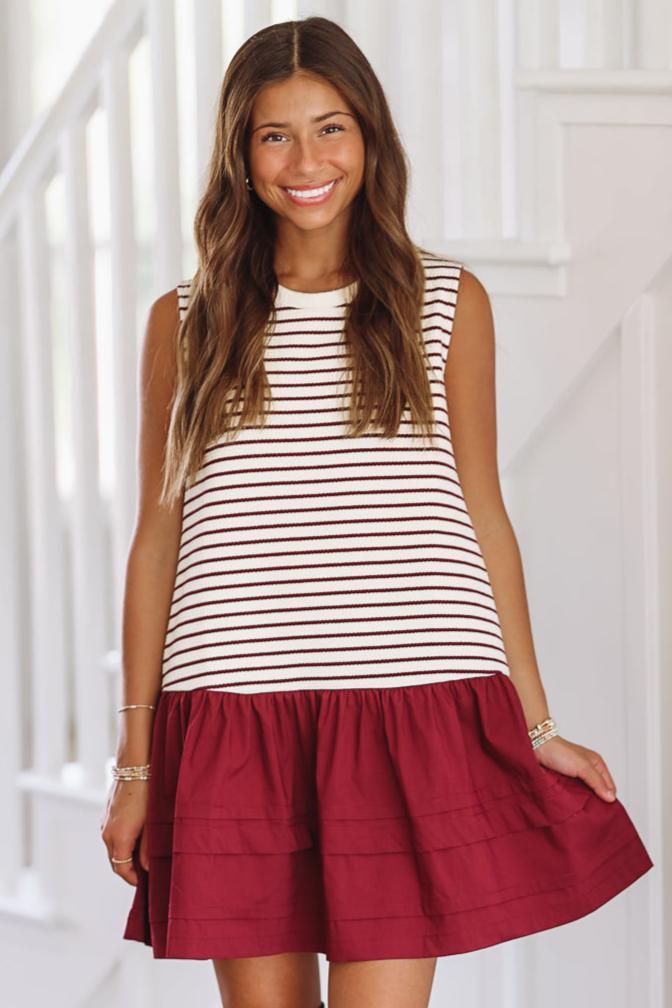 Play it Cool Mini Dress - Crimson and White, Small | Hazel and Olive | Boutique Fashion Play it Cool Mini Dress - Crimson and White, Small | Hazel and Olive | Boutique Fashion