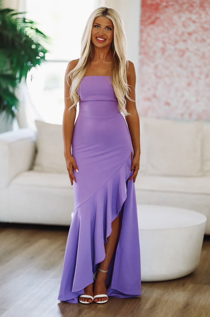 HAZEL & OLIVE Princess Lavender Maxi Gown - Lavender Purple