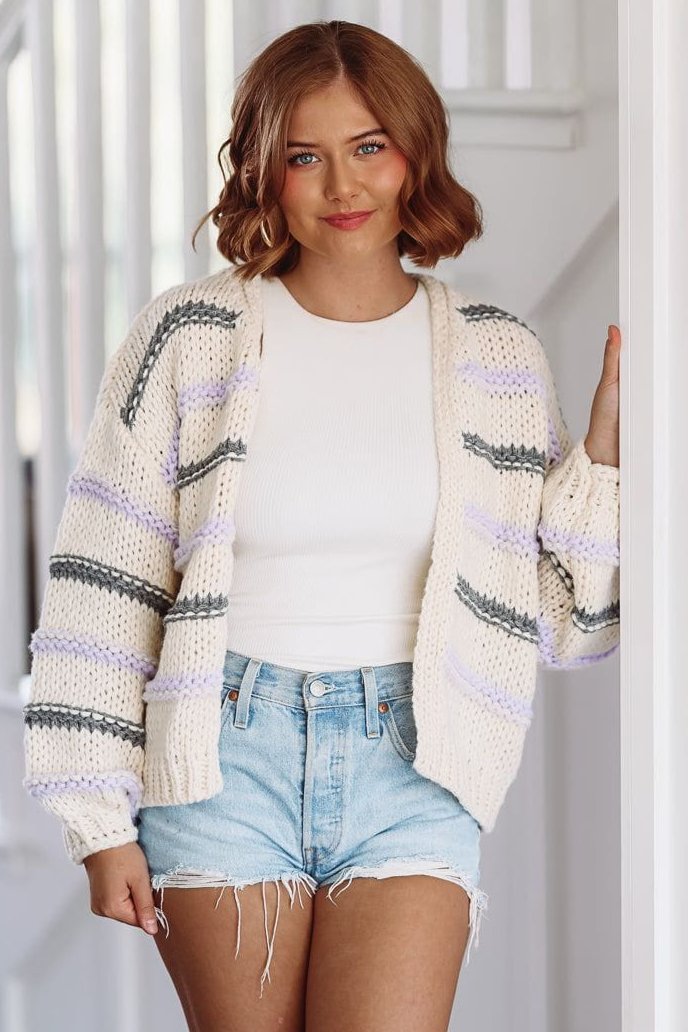 Striped Love Cardigan - Ivory – Hazel & Olive