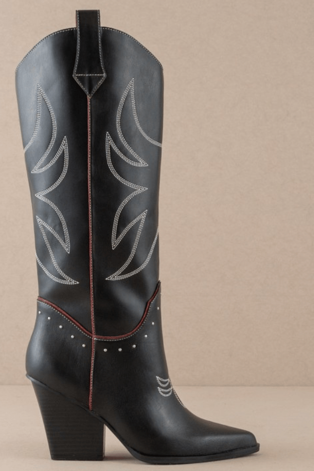 Take Me Downtown Western Cowboy Boots Black and Red – Hazel Olive