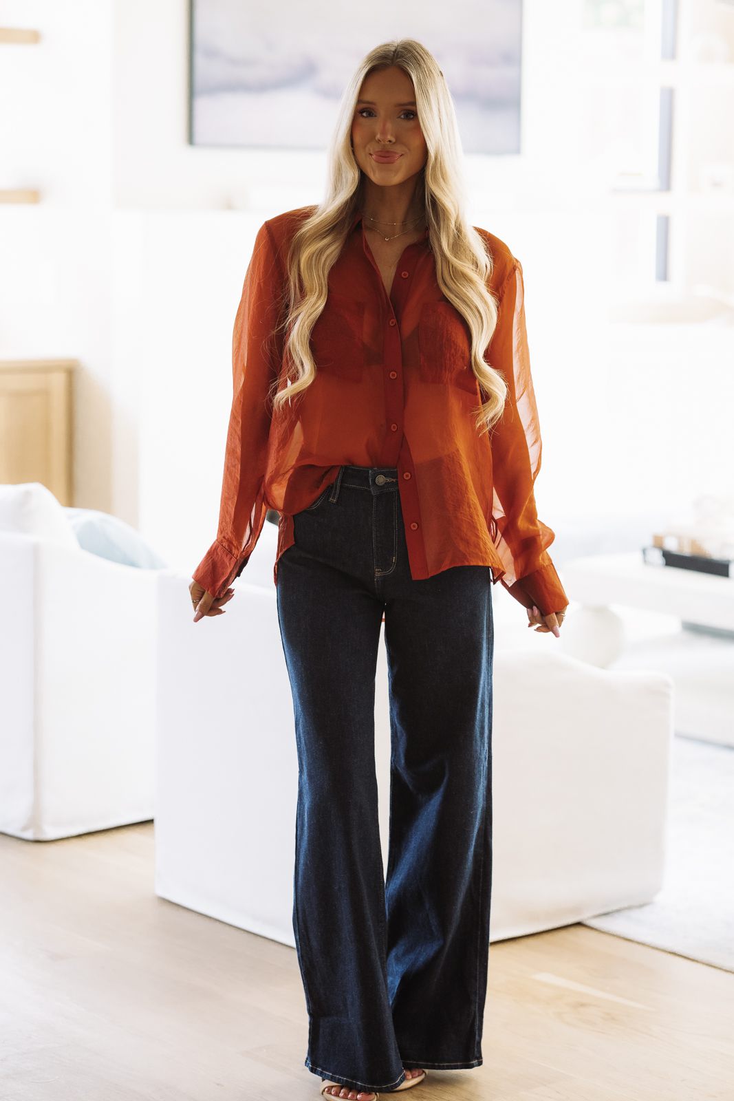 13659SRL Nothing to Hide Top - Rust Brown
