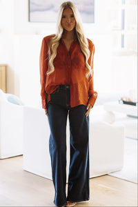 13659SRL Nothing to Hide Top - Rust Brown