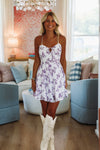 white and purple dress Elderberry Wine Mini Dress - White and Purple, Large | Hazel and Olive