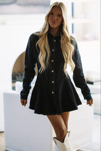 2605/24LDY In Good Form Denim Mini Dress - Dark Wash