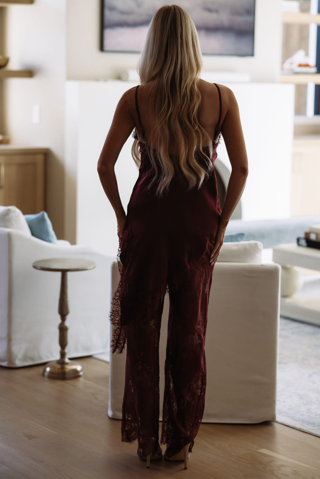 81931SRB/O Date with Destiny Top and Pants Set - Burgundy