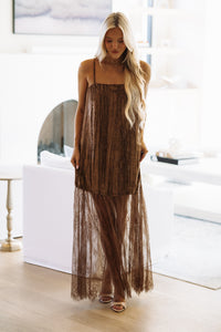Written in Velvet Maxi Dress - Brown-D6998