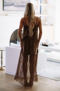 Written in Velvet Maxi Dress - Brown-D6998