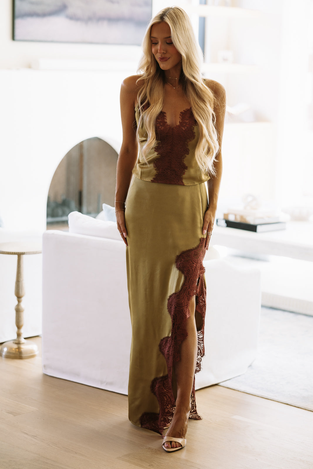 Trace of Romance Maxi Skirt - Olive-SI4823FO