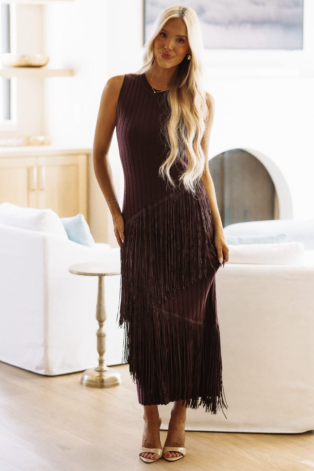 AD3366 Let's Take a Spin Maxi Dress - Burgundy