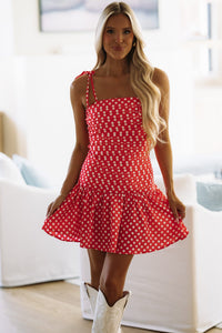 BID4102 Vacay Mode Mini Dress - Red and White