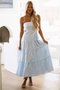 BID4472 Marisol Maxi Dress - Blue and White