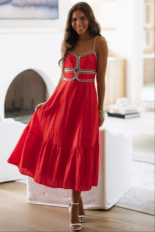 red dresses women Velvi - Rylie Gown - - Stretch Fitted Dress With Lace Bodice A cowl neckline Amarra Formal Red Evening Dresses