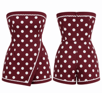 BIP5292 Spotted in the Stands Romper Dress - Burgundy and White