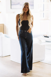 BP435J Made for Mondays Wide Leg Jeans - Dark Denim