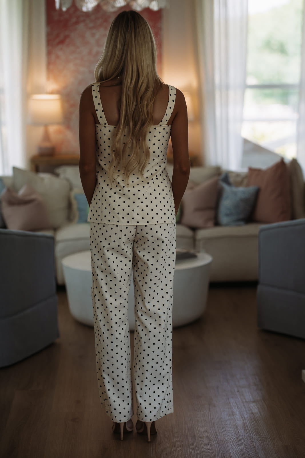 C6553SET/1 Never Ordinary Linen Top and Pants Set - Ivory and Black