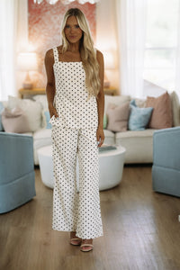 C6553SET/1 Never Ordinary Linen Top and Pants Set - Ivory and Black