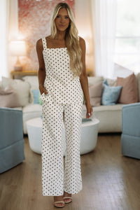 C6553SET/1 Never Ordinary Linen Top and Pants Set - Ivory and Black