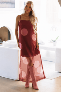 CD07181 Here for the Drama Maxi Dress - Burgundy and Mauve