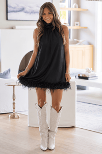 CD07536 Old Hollywood Glamour Mini Dress - Black