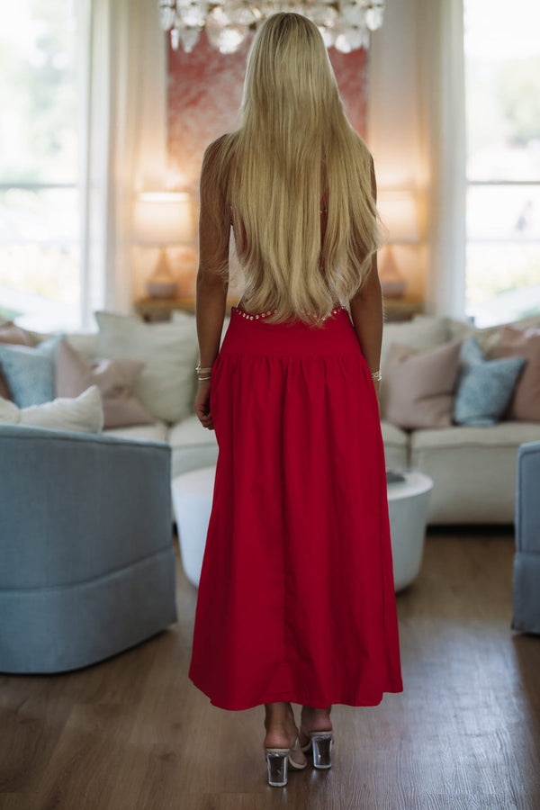 CS4035 Gemline Maxi Skirt - Red