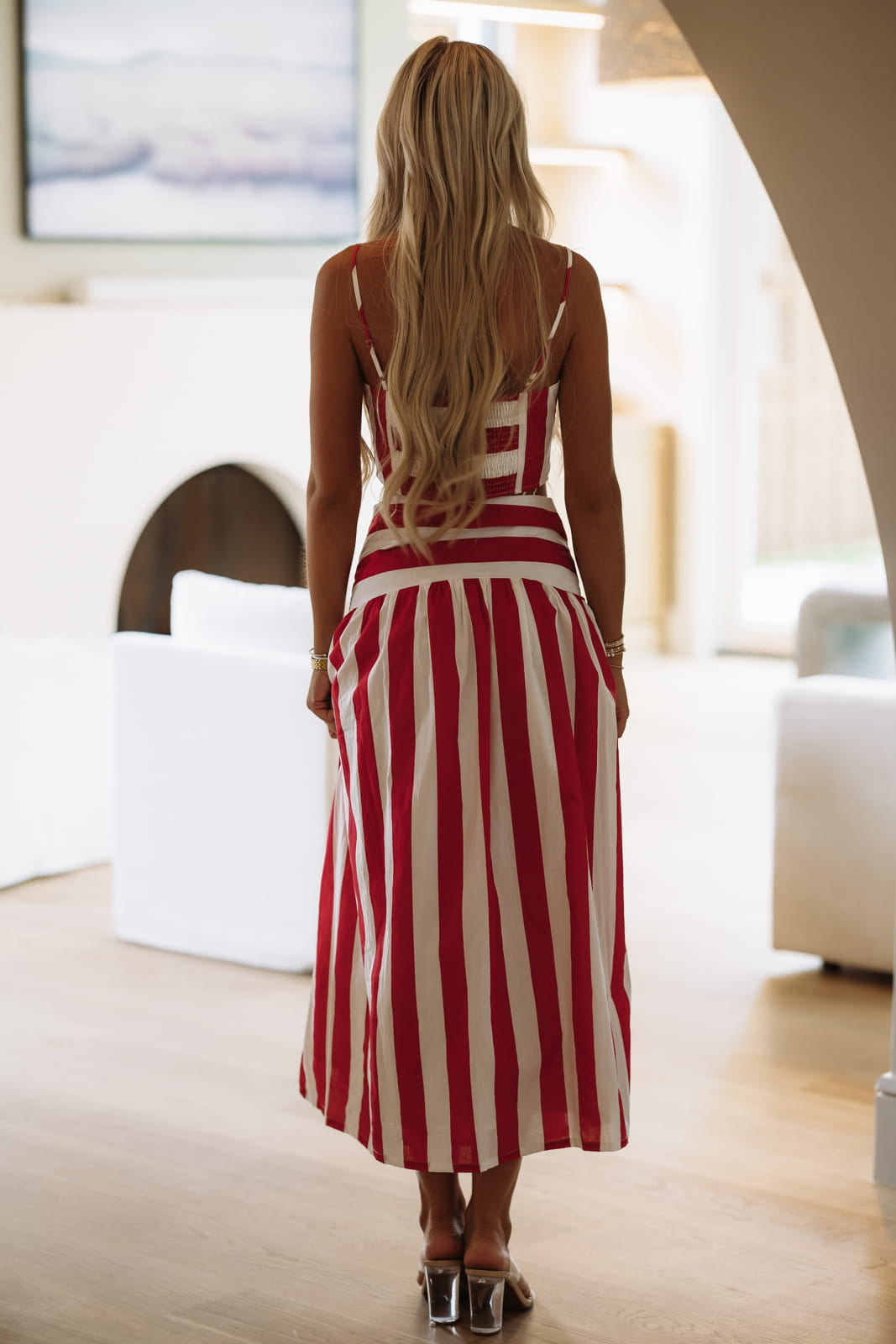 CS4090 Campus Classic Maxi Skirt - Red and White