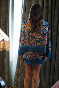 CS4147 Dreams of Tapestry Mini Skirt - Navy, Tan and Brown