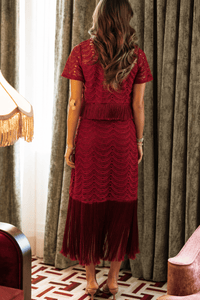 CS4177 Perfect Shimmy Maxi Skirt - Burgundy