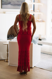 cs51381-A Shake Things Up Top and Maxi Skirt Set - Red