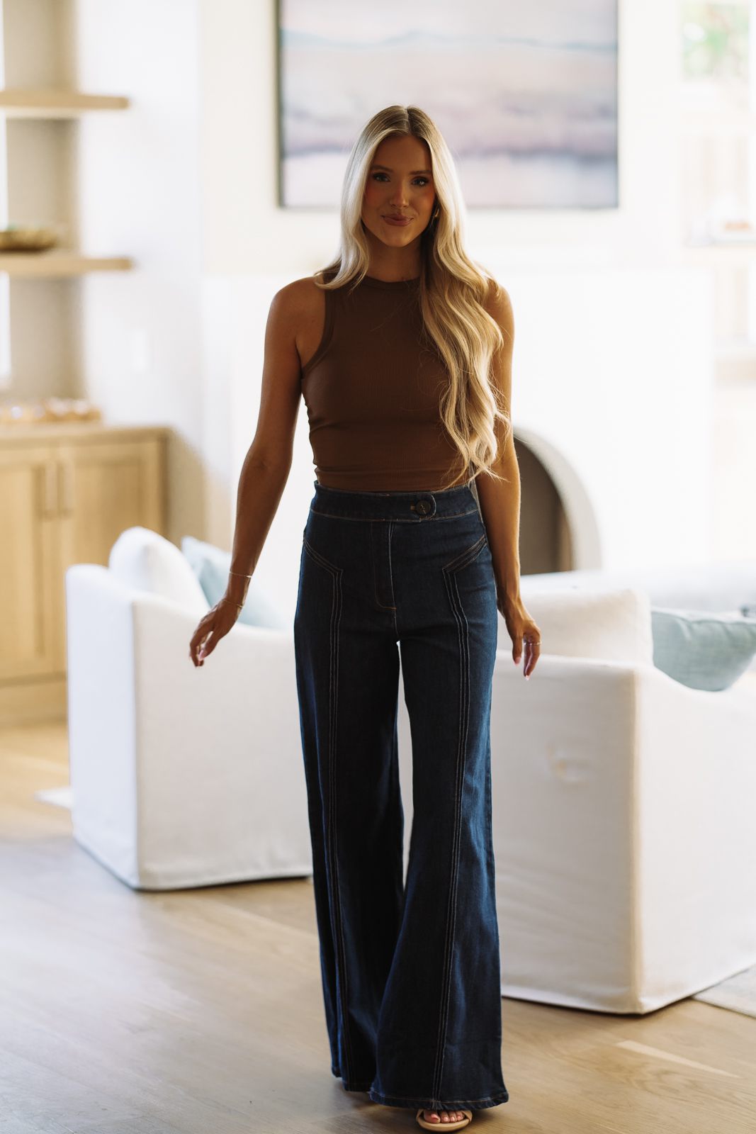FP65050 On the Record Wide Leg Jeans - Dark Denim