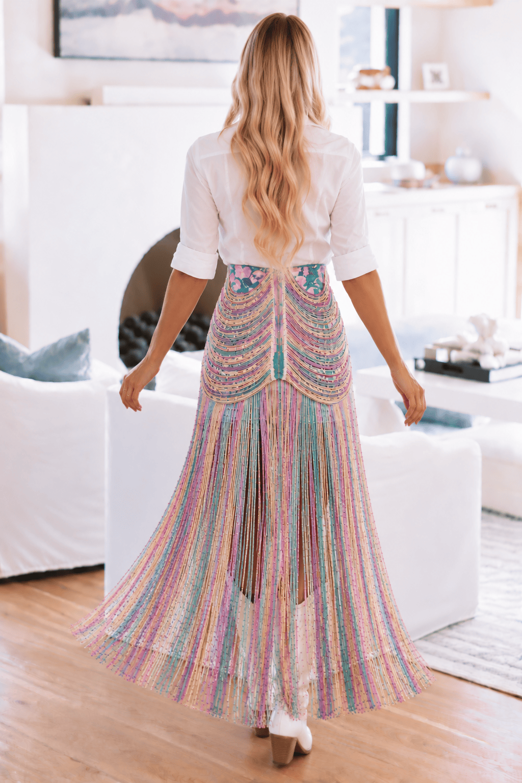 Twirl Worthy Midi Skirt - Green, Purple and Orange