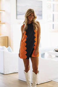 G7114 Play It Bold Mini Dress - Navy and Orange
