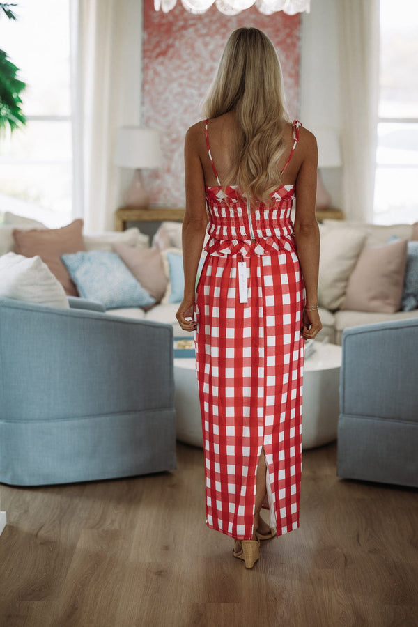 Hazel & Olive 2 Cute 2 Handle Midi Skirt and Top - Red and White