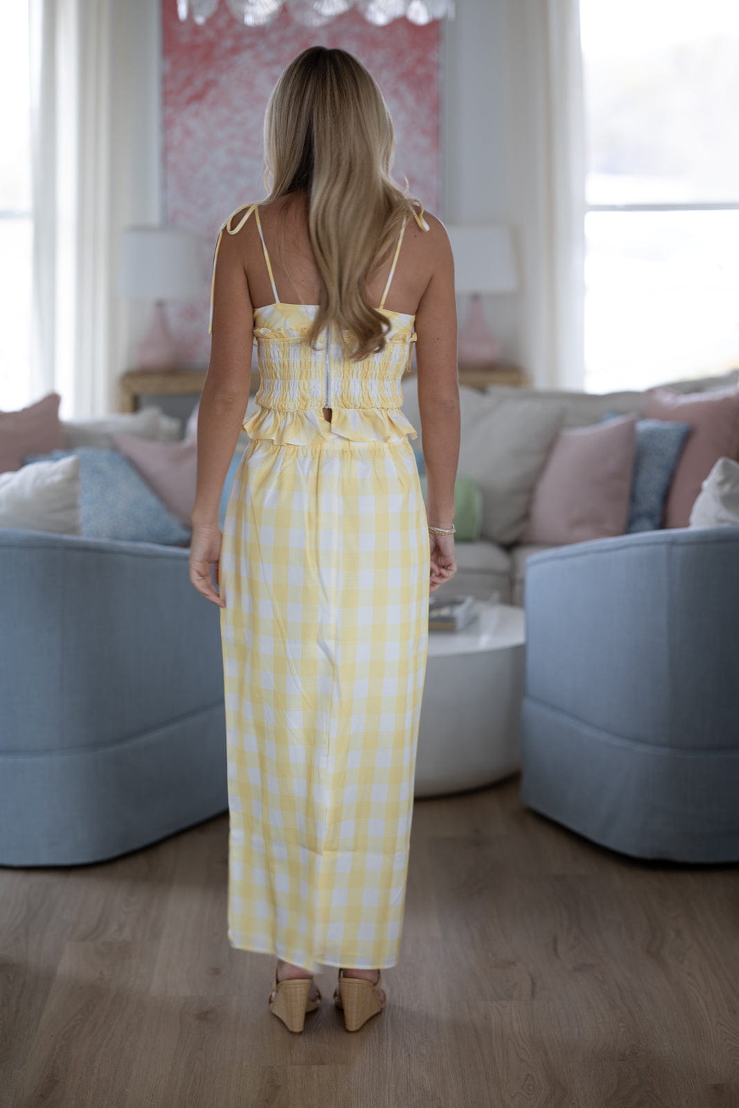 Hazel & Olive 2 Cute 2 Handle Midi Skirt and Top - Yellow and White