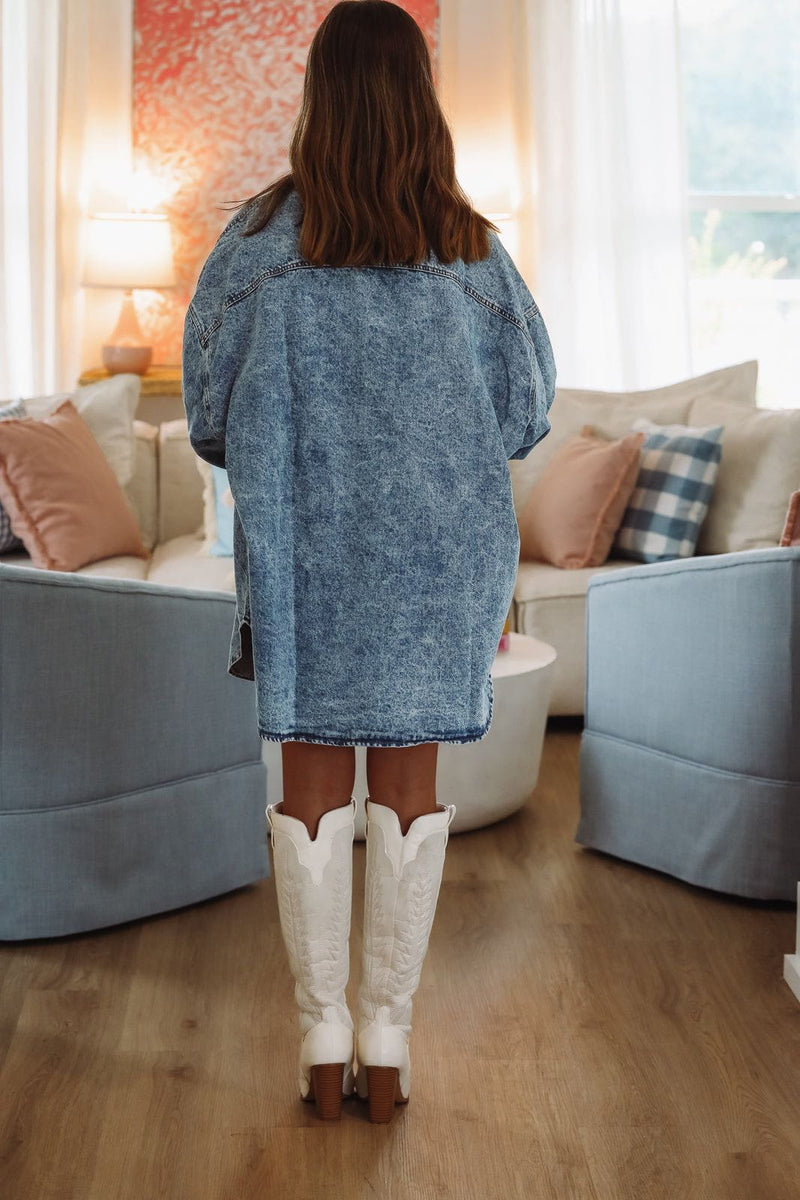 Hazel & Olive 2400/749LTH Kicking Up Dust Shacket Dress - Denim