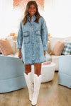 Hazel & Olive 2400/749LTH Kicking Up Dust Shacket Dress - Denim