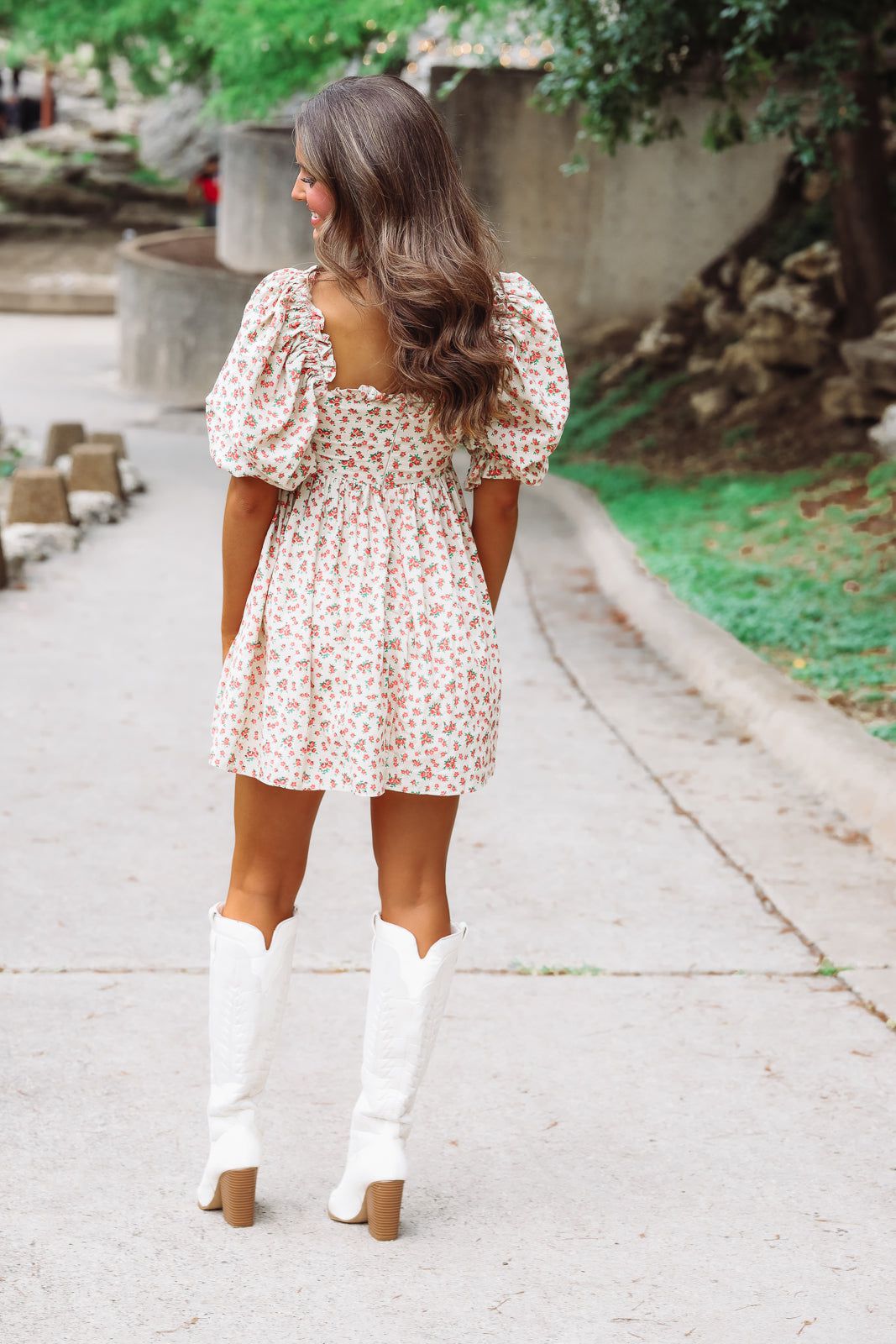 Hazel & Olive 2402/10LDJ Daisie Mini Dress - Beige Orange and Green