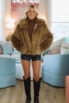 Hazel & Olive 2408/08LJH City Luxe Faux Fur Jacket - Brown