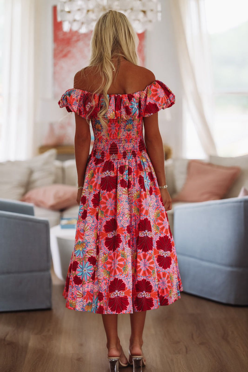 Boardwalk and Brunch Midi Dress - Pink, Red and Blue, Small | Hazel and Olive | Boutique Fashion Boardwalk and Brunch Midi Dress - Pink, Red and Blue, Small | Hazel and Olive | Boutique Fashion