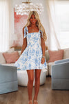 Vivian Mini Dress - White and Blue-HAZEL & OLIVE 2500/672LDY-Small-