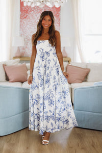 Midnight Stroll Maxi Dress - White and Blue-HAZEL & OLIVE 2500/960LDH-Small-