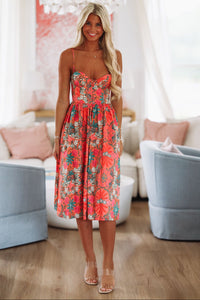 Gonna Find Ya Midi Dress - Orange, Pink and Green-HAZEL & OLIVE 2501/563LDJ-Small-