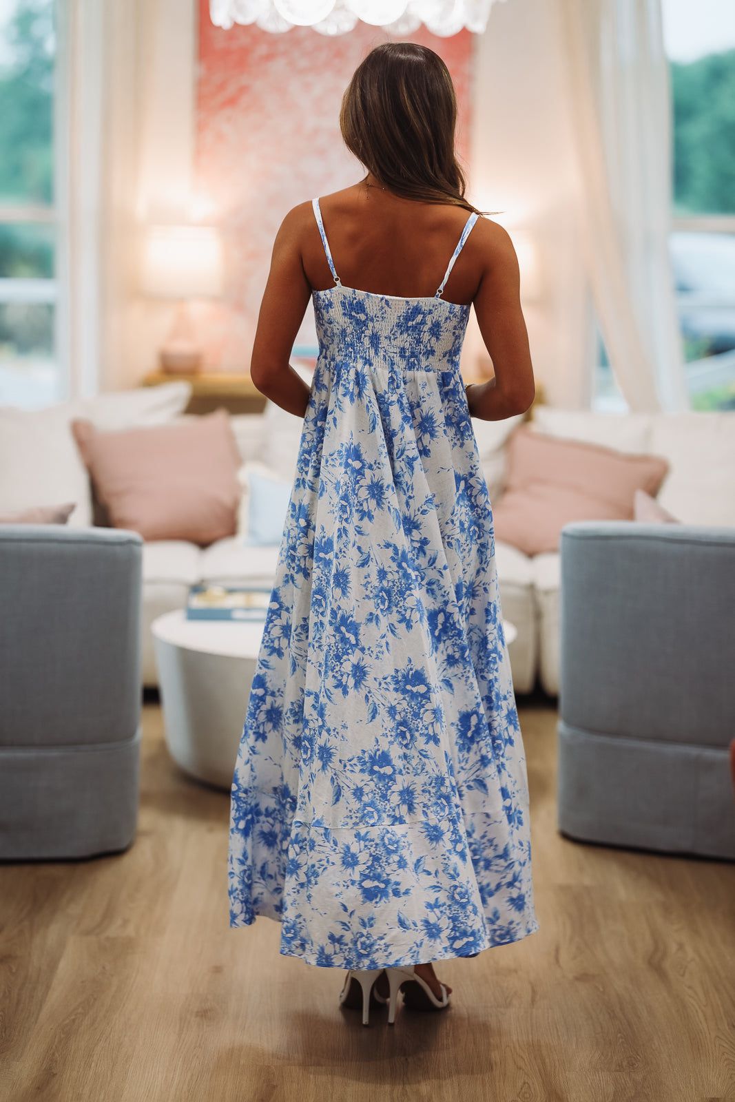 Joyful Journey Maxi Dress - White and Blue - Small Joyful Journey Maxi Dress - White and Blue - Small