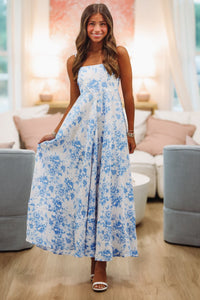 Joyful Journey Maxi Dress - White and Blue-HAZEL & OLIVE 2502/111LDH-Small-