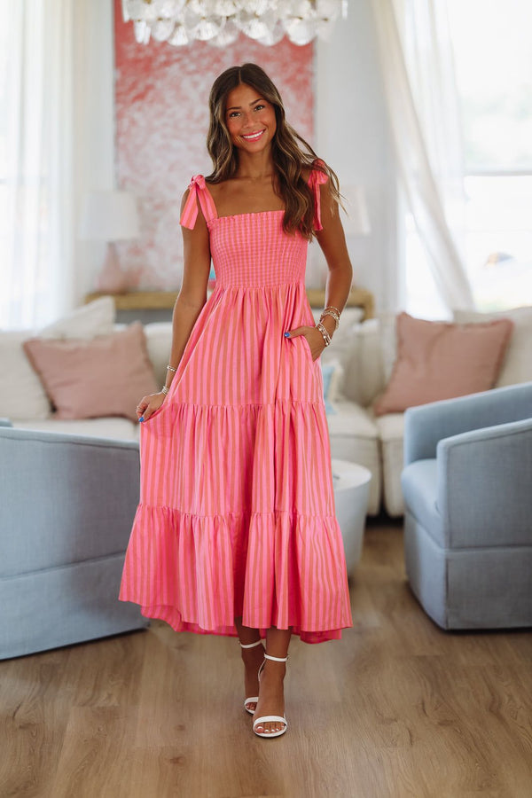 The Dune Dress Maxi Dress - Pink and Orange-HAZEL & OLIVE 2502/57LDH-Small-