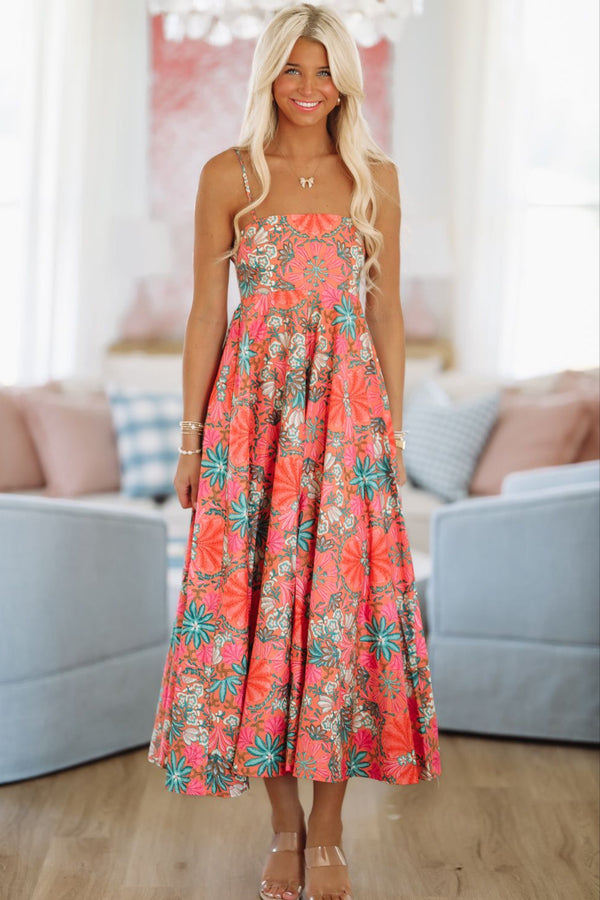 Week in Tulum Maxi Dress - Orange, Pink and Green-HAZEL & OLIVE 2503/127LDH-Small-